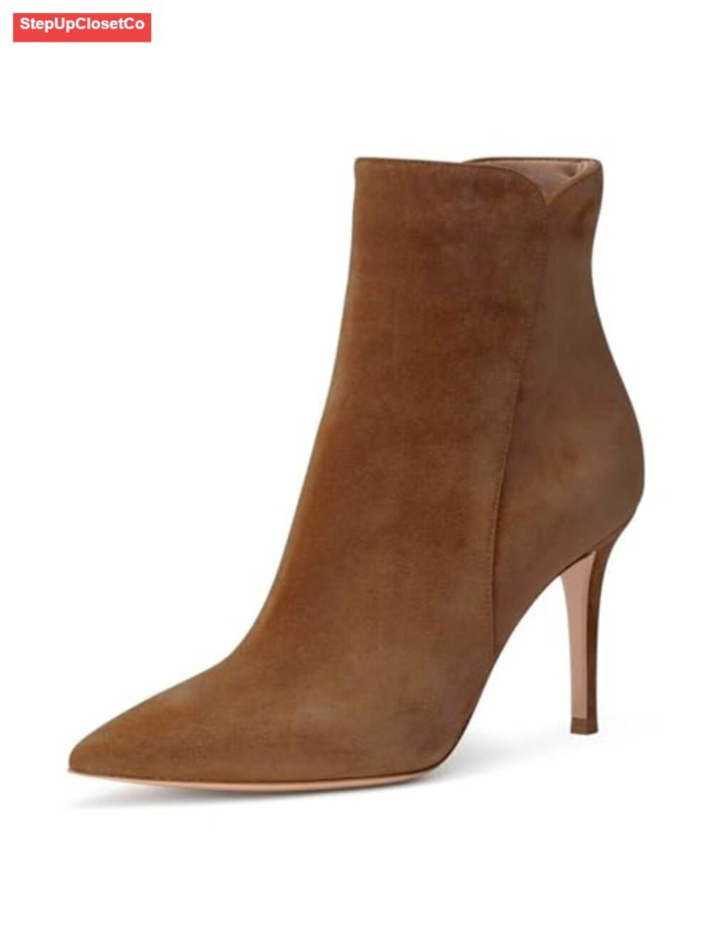 Women's Suede Stiletto Heeled Ankle Boots Pointed Toe Classic Booties